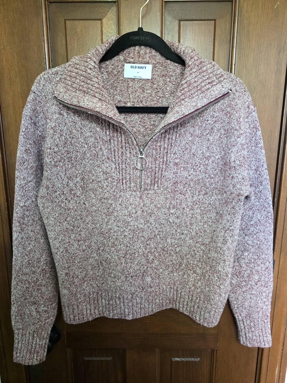 Old Navy Dusty Rose Marled Half-Zip Funnel Neck Sweater Size Medium